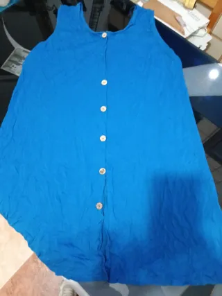 Vestido azul sin mangas mujer talla única