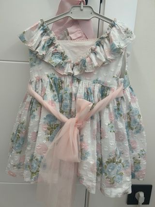 Vestido rosa flores 3 años rosa