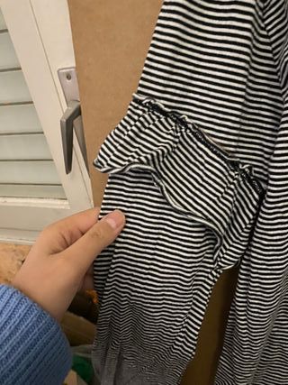 Camiseta M Rayas Encaje