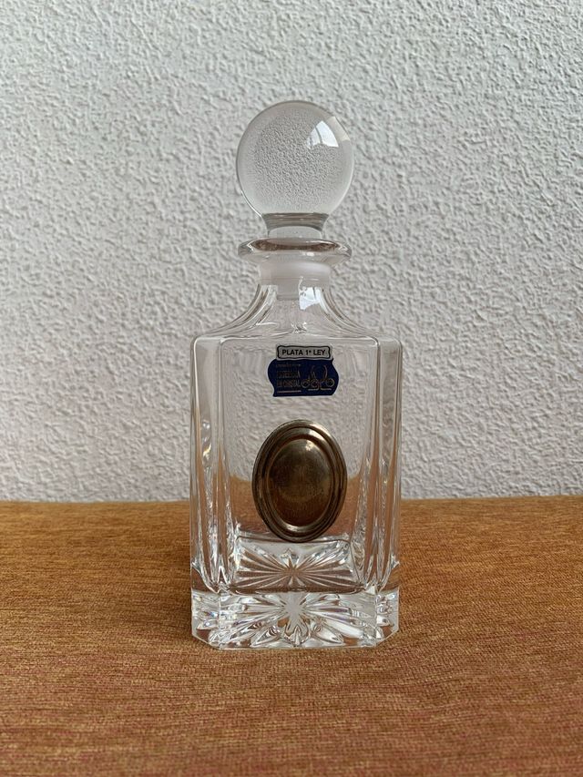 Botella licor cristal plata de ley