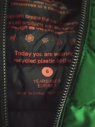 Plumífero Ecoalf verde talla 6