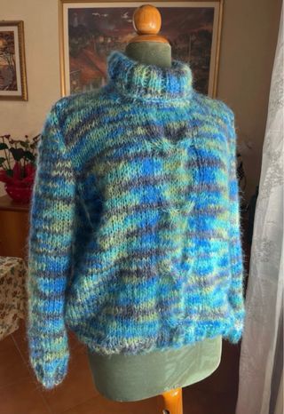 Maglione lana mohair fatto a mano taglia L