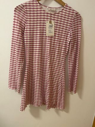 Vestido Brownie Malva y blanco talla XS