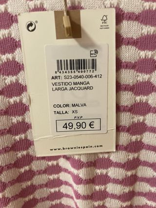 Vestido Brownie Malva y blanco talla XS