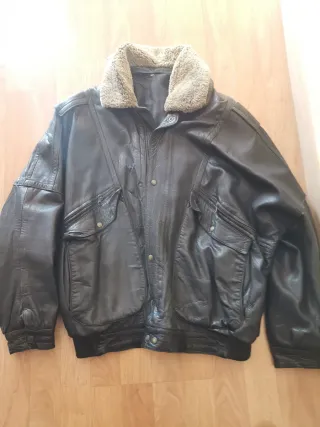 Chaqueta Cuero Vintage Negra Talla M