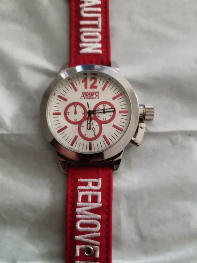 Reloj Aviador con correa roja