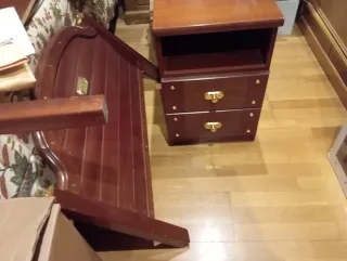 Cama 90 y mesilla madera maciz