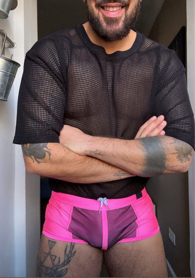 Bañador deportivo malla  rosa