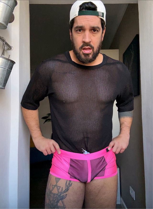 Bañador deportivo malla  rosa