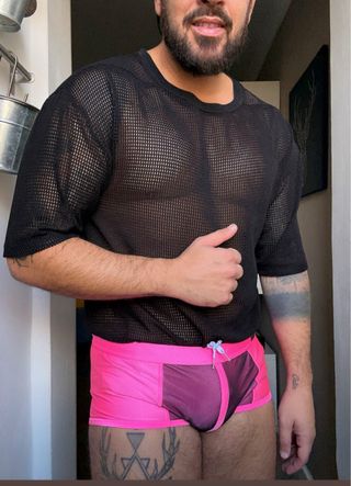 Bañador deportivo malla rosa