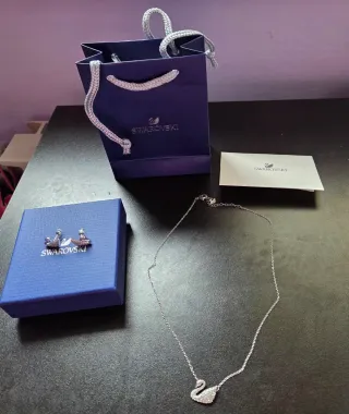 Conjunto Swarovski Cisne Plata