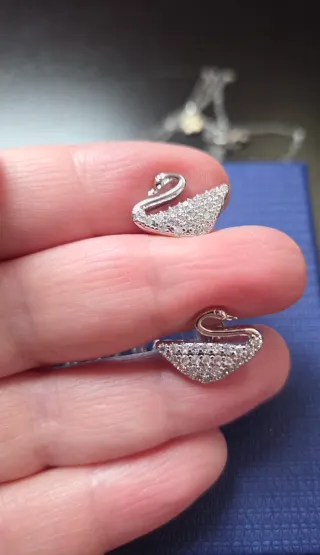 Conjunto Swarovski Cisne Plata