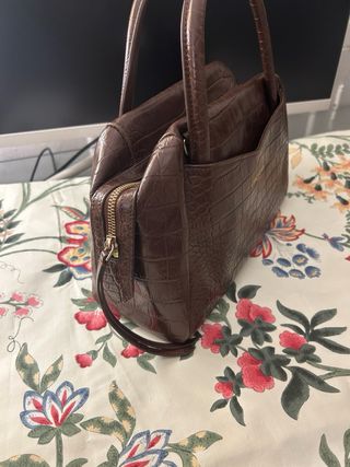 Bolso Lancaster Piel Marrón Cocodrilo