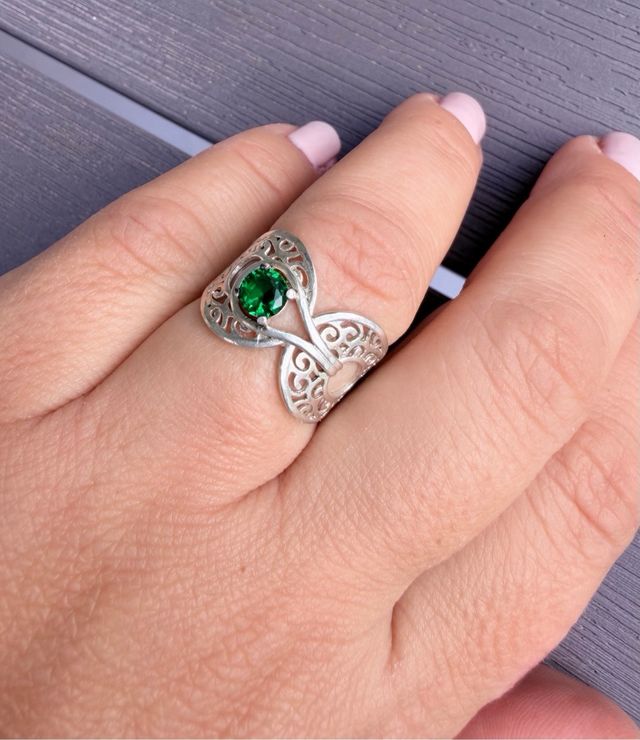 Anel de Prata 925 com Zircônia Verde