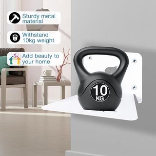 Confezione da 4 Scaffali a Parete in Metallo Bianco