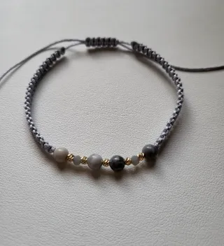 Pulsera oro 14k y piedras grises