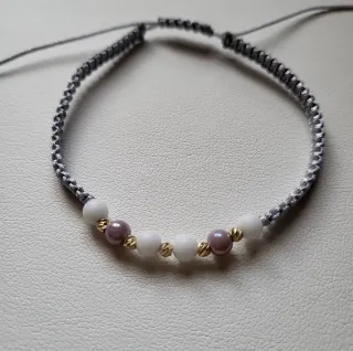 Pulsera oro 14k y piedras grises