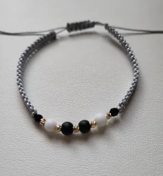 Pulsera oro 14k y piedras grises