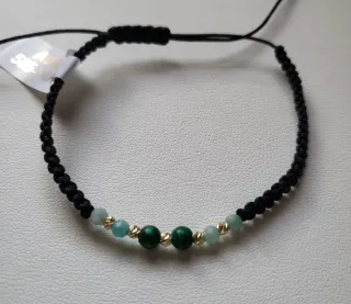 Pulsera oro 14k y piedras grises