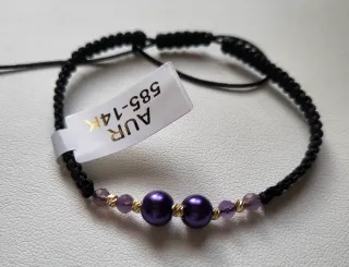 Pulsera oro 14k y piedras grises