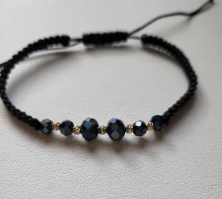 Pulsera oro 14k y piedras grises