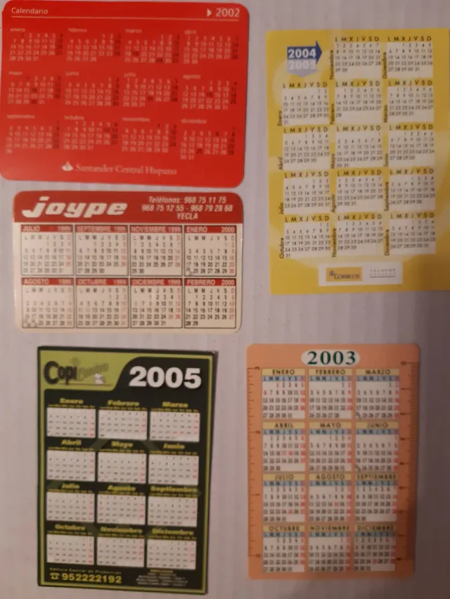 Lote Calendarios Bolsillo ONCE Coleccionistas