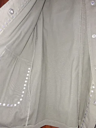 Cazadora Zara Mujer Verde Tachuelas Flecos