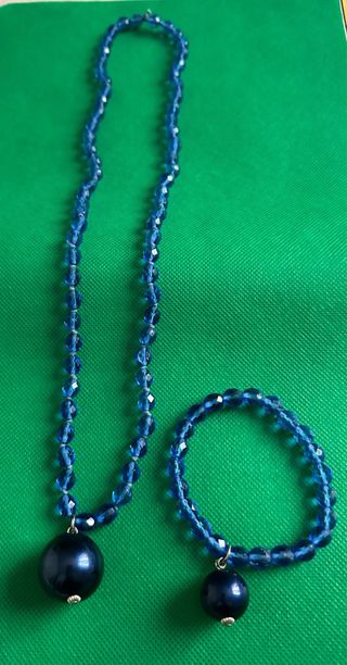 Set collana e bracciale perla blu