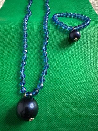 Set collana e bracciale perla blu