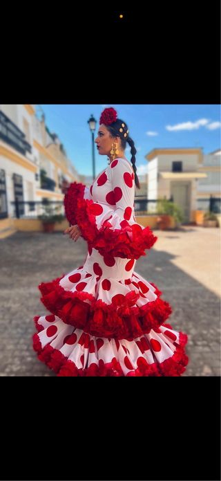 Vestido Gitana Lunares Rojo y Blanco