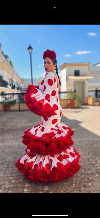 Vestido Gitana Lunares Rojo y Blanco