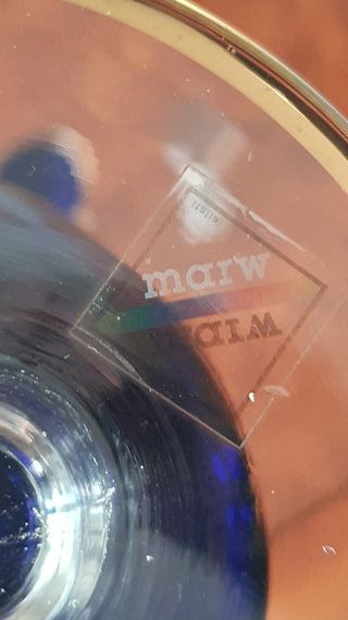 Decanter + 6 bicchierini con finiture oro zecchino