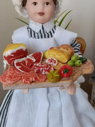 Miniatura vassoio salumi per casa bambole