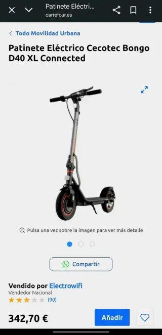 Patinete Cecotec Bongo D40 XL Connected.