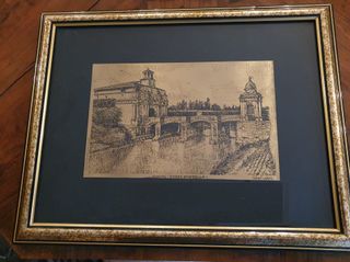 Quadro - Litografia dorata Porta Portello Padova