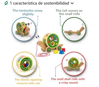 Juguete de madera con forma de Caracol