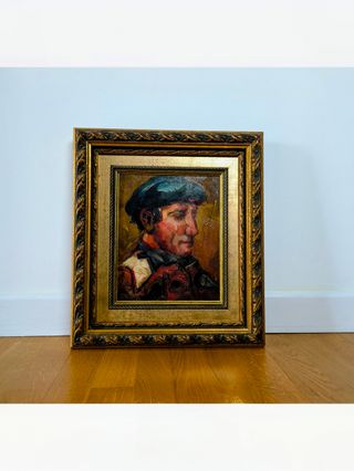 Retrato de un agricultor al óleo con marco