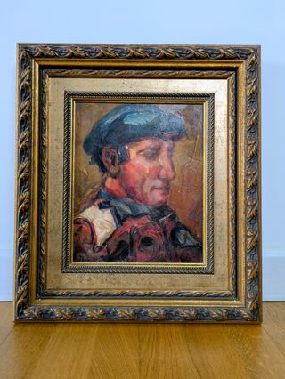 Retrato de un agricultor al óleo con marco