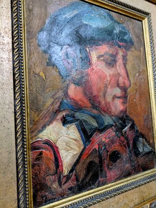 Retrato de un agricultor al óleo con marco