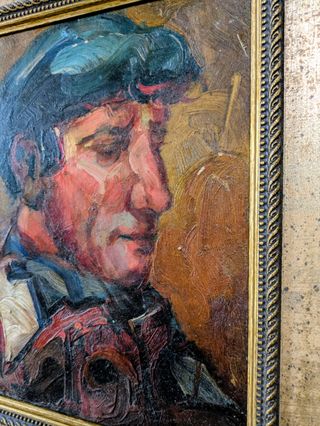 Retrato de un agricultor al óleo con marco