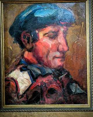 Retrato de un agricultor al óleo con marco