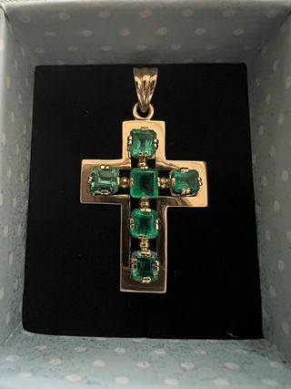Colgante Cruz Esmeraldas Colombianas Auténticas