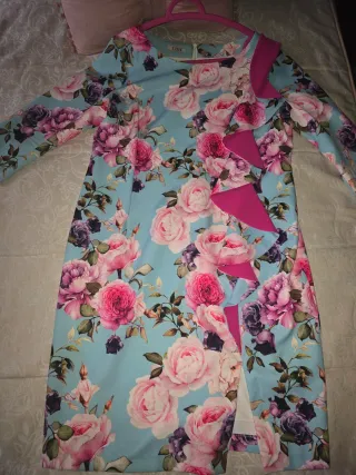 Vestido mujer azul y verde talla única