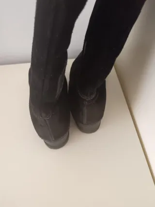 Stivali camoscio nero lana