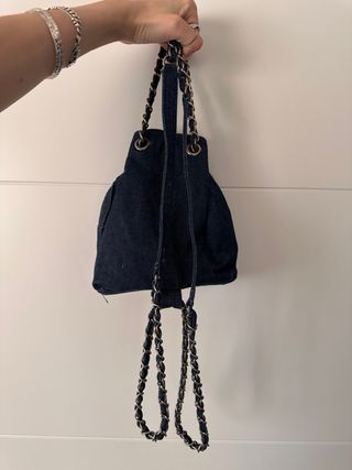 Bolso mochila pequeña Denim con Abalorios