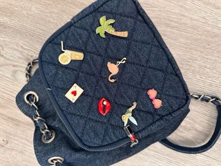 Bolso mochila pequeña Denim con Abalorios