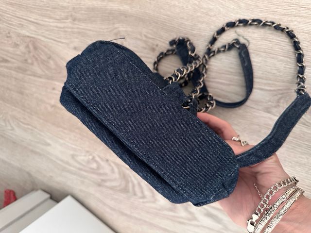 Bolso mochila pequeña Denim con Abalorios