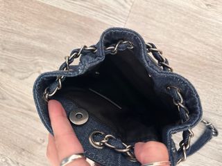 Bolso mochila pequeña Denim con Abalorios