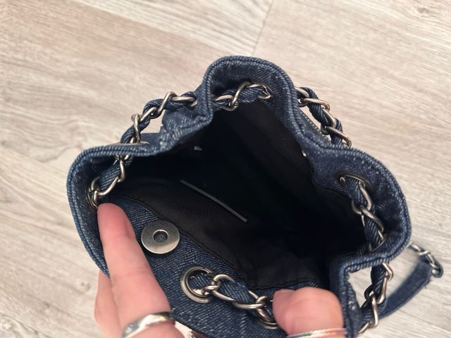 Bolso mochila pequeña Denim con Abalorios