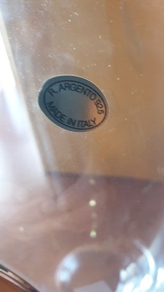 Vaso in cristallo con placca in argento